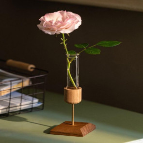 Plant Propagation Station Wooden Stand with Glass Test Tube Vase Desktop Hydroponic Planter for Home Office Decor Floral Arrangements