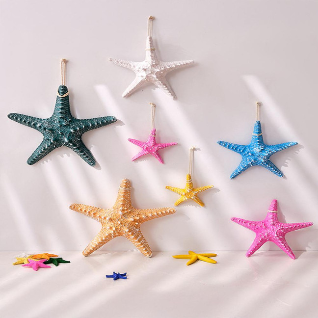 Starfish Hanging Decoration Coastal Starfish Ornament Beach Decor Resin Starfish Pendant for Home Bedroom Living Room Seaside Wedding Background Wall