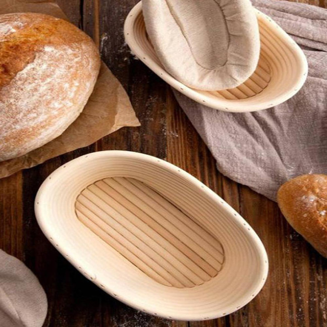 Bread Proofing Basket with Liner Oval Round Banneton Dough Proofing Bowls Handmade Sourdough Bread Rattan Fermentation Basket Baking Supplies