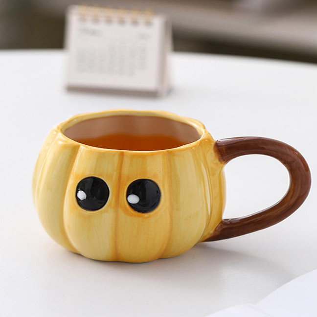Halloween Ceramic Mug Cute Ghost Pumpkin Cup Reusable Spooky Coffee Cup with Lid Unique Halloween Party Gifts