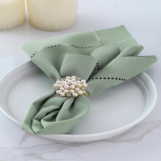 Napkin Cloth Hollow Design Lace Trim Reusable Fabric Wear-Resistant Napkin Fabric Hotel Banquets Weddings Napkin Cloth