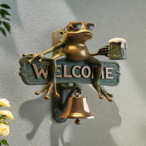 Beer Drinking Frog Welcome Doorbell Sitting Sunglasses Frog Door Bell Home Office Entrance Decorative Bell Animal Lovers Gift 