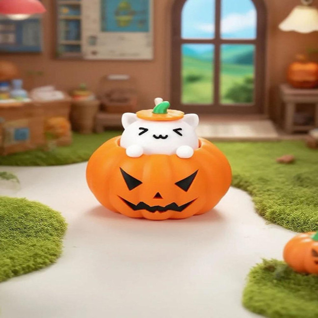 Halloween Ghost Figurine 3D Printed Pumpkin Resin Decor Figure Tiny Figurine Miniature Ornament Halloween Decoration