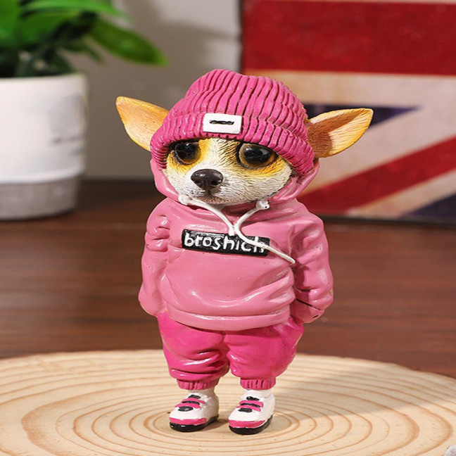 1/4Pcs Dog Figurines Doll Halloween Resin Ornament Standing Puppy Toy Outdoor Decor Fairy Garden Accessories