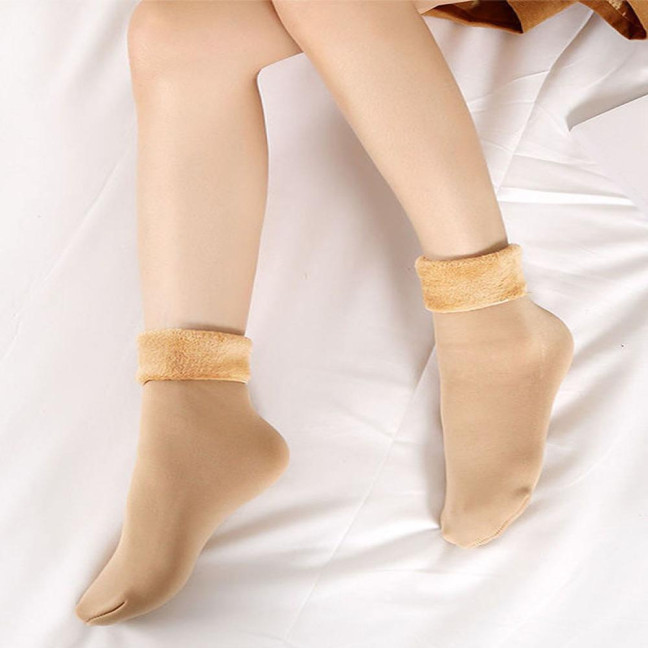 Women's Opaque Fleece Lined Crew Socks Winter Thick Velvet Warm Socks Soft Plush Ski Boots Floor Slippers for Snow And Cold Weather