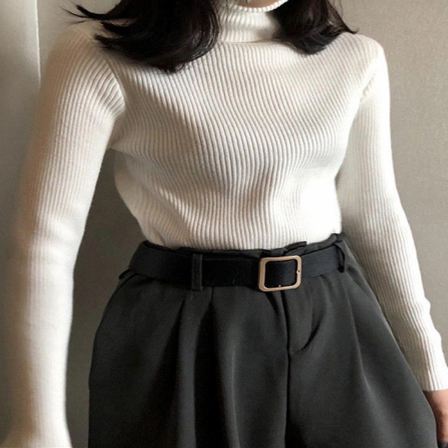 Women Sweater Turtleneck Long Sleeve Slim Fit Knitting Tops Solid Color Soft Elastic Fabric Bottom Tops Daily Wear Women Sweater Turtleneck Long Sleeve Slim Fit Knitting Tops Solid Color Soft Elastic Fabric Bottom Tops Daily Wear