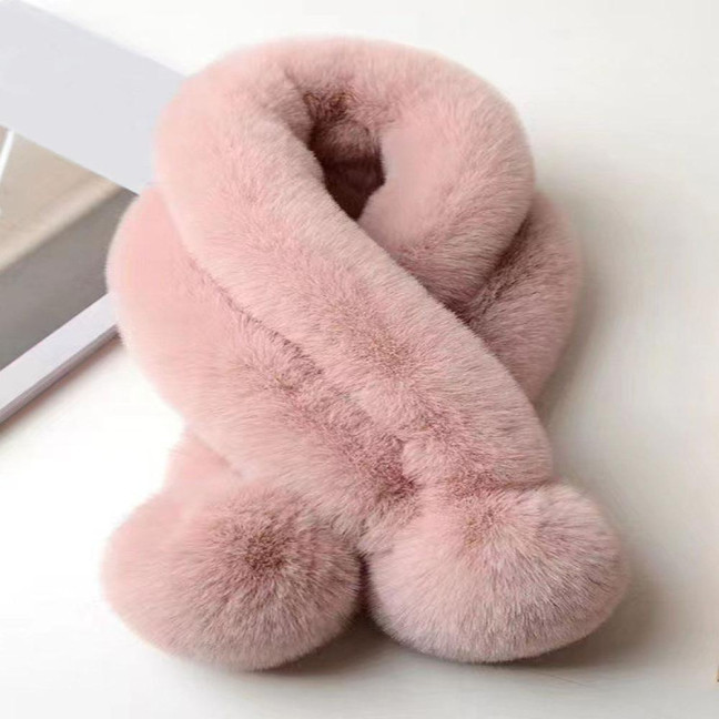 Women Winter Scarf with Wool Ball Decoration Solid Color Thickened Plush Warm Scarf Winter Outfits Accessories