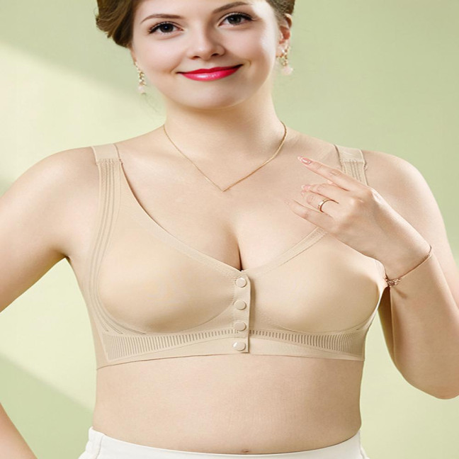 Seamless Front Closure Bra for Women Wireless Push Up Comfort Bra No Underwire Full Coverage Supportive Bralette