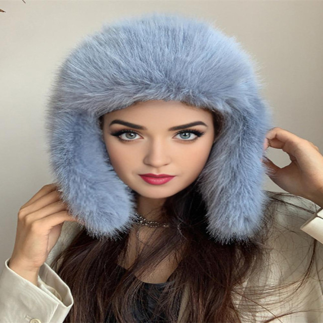 Lei Feng Hat Solid Color Imitation Fox Fur Skiing Hat Autumn Winter Women Warm Hat Outdoor Activities Accessories Lei Feng Hat Solid Color Imitation Fox Fur Skiing Hat Autumn Winter Women Warm Hat Outdoor Activities Accessories
