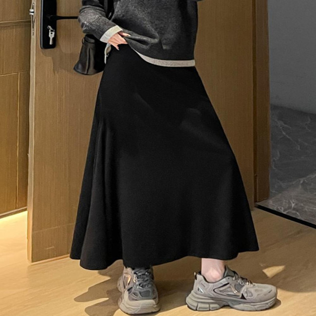 Maxi Skirt High Waist Solid Color Breathable Comfortable Large Hem Design Long Skirt Fashion Accessories Maxi Skirt High Waist Solid Color Breathable Comfortable Large Hem Design Long Skirt Fashion Accessories