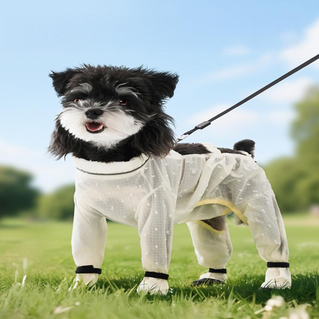 Pet Anti Dust Pants Waterproof Anti-Slip Dog Paw Protector Shoes Rain Boots with Adjustable Suspender Dirty-Proof Belly for Outdoor Hiking Walking Small Medium-Sized Dog