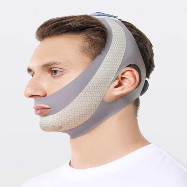 Adjustable Face Slimmer Belt for Men Breathable Anti-snoring Chin Strap Adjustable Double Chin Reducer Deep Sleep Promoter