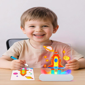 Kids LED Note Board Glow-in-the-Dark Doodle Board with Colorful Lights Reusable Writing Tablet Night Light for Home Decor 