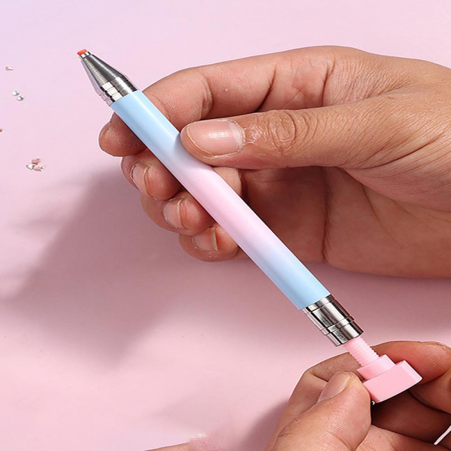 Rhinestone Art Pen with Wax Ergonomic Design Automatic Refillable Nail Pen DIY Craft Fine Tip Manicure Pen Rhinestone Art Pen with Wax Ergonomic Design Automatic Refillable Nail Pen DIY Craft Fine Tip Manicure Pen