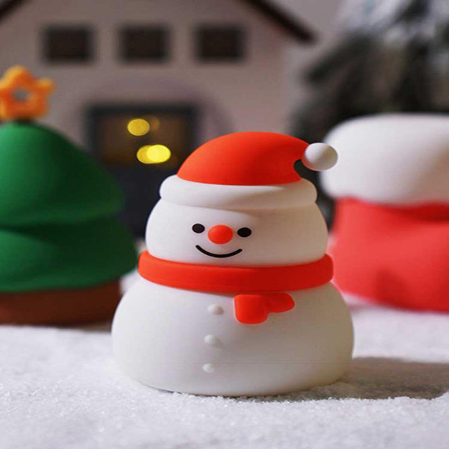 Christmas Night Light Bedside Touch Lamp with Color Changing Rechargeable Silicone Nightlight for Kids' Bedroom