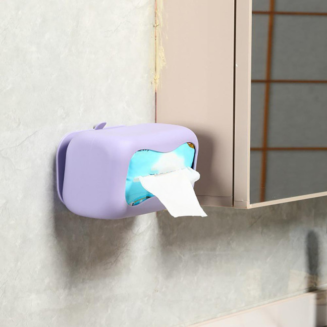 Suction Cup Tissue Box Silicone Material Easy Installation Stable Adhesion Tissue Holder Living Room Car Organizer