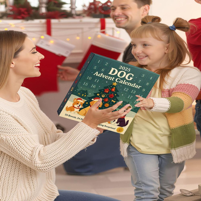 Dog Advent Calendar 2025 24 Days Christmas Countdown Calendar with 24 Dog Breeds Ornaments Christmas Gift for Dog Lovers