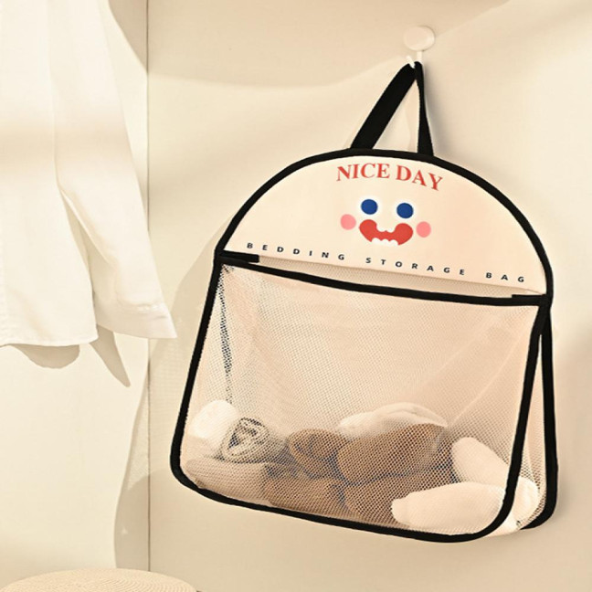 Mesh Storage Bag Large Capacity See-through Storage Pouch with Hanging Loop Foldable Wardrobe Organizer for Socks Underwear Travel Business Trip