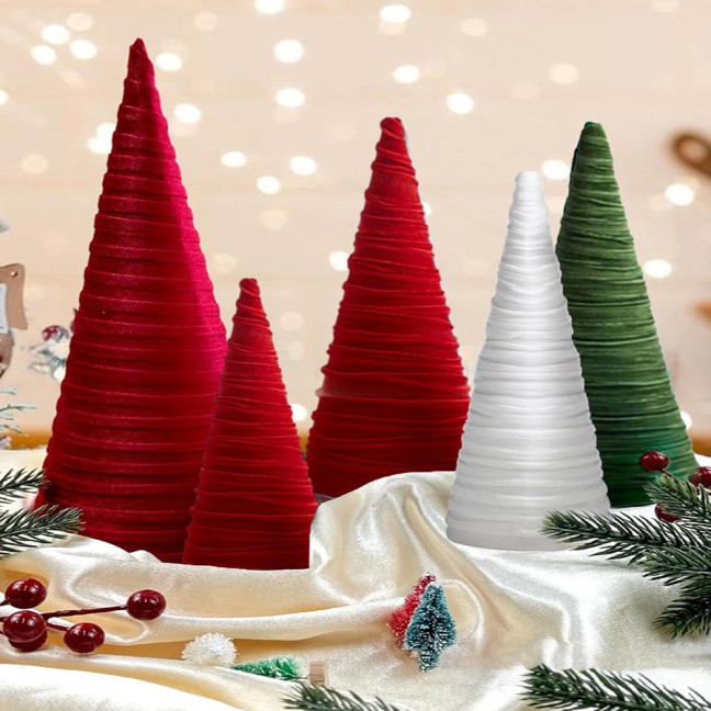 Velvet Christmas Cone Tree Decorations Christmas Flocked Tree Table Centerpiece for Winter Farmhouse Tiered Tray Mantle Decor Velvet Christmas Cone Tree Decorations Christmas Flocked Tree Table Centerpiece for Winter Farmhouse Tiered Tray Mantle Decor