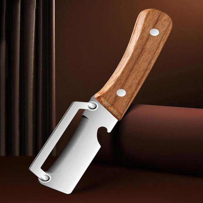 Vegetable Peeler with Wooden Handle Stainless Steel Blade Bottle Opener Non-Slip Grip Fruit Peeler for Potatoes Carrots Fruits