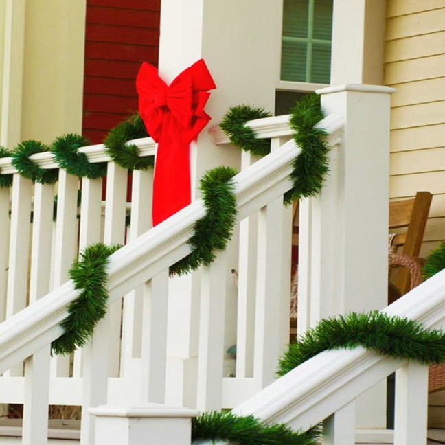 Christmas Green Garland 18FT Xmas Greenery Tinsel Stems Non-Lit Soft Twist Garland for Tree Stair Railing Front Door Mantle Fireplace Indoor Outdoor Holiday Decor