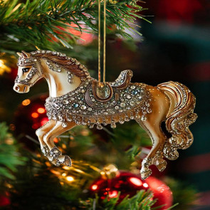 4 Pcs Horse Ornaments for Christmas Tree Metallic Rhinestones Horse Christmas Hanging Ornaments Horse Gifts for Women Girls Horse Lovers