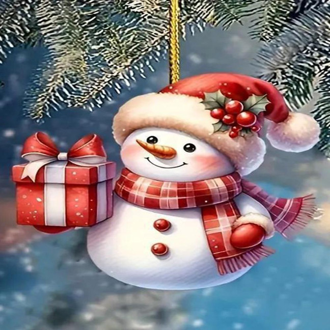 Snowman Christmas Tree Ornament Acrylic Cartoon Snowman Hanging Ornament for Car Rearview Mirror Window Christmas Tree Party Decor