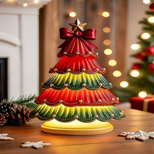 Christmas Tree Night Light Colorful Light-up Christmas Tree Xmas Table Centerpiece for Bedroom Living Room Home Festive Decor 