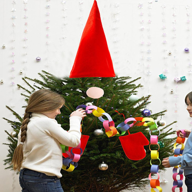 Christmas Tree Decoration Non-Woven Fabric Tree Top Hat Gloves Ornament Festive Atmosphere Holiday Decor