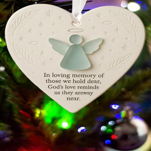 Heart-Shaped Sea Glass Friendship Ornament Handmade Sea Glass Angel/Ghost Ornament for Christmas Tree Timeless Friendship Keepsake for Best Friends Sisters