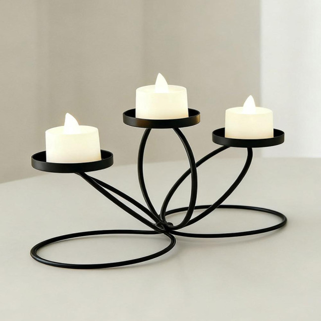 Cast Iron Candle Holder Decoration Home Office Living Room 3-Arm Candlestick Metal Tealight Candle Stand Dining Table Centerpiece Ornament Cast Iron Candle Holder Decoration Home Office Living Room 3-Arm Candlestick Metal Tealight Candle Stand Dining Table Centerpiece Ornament