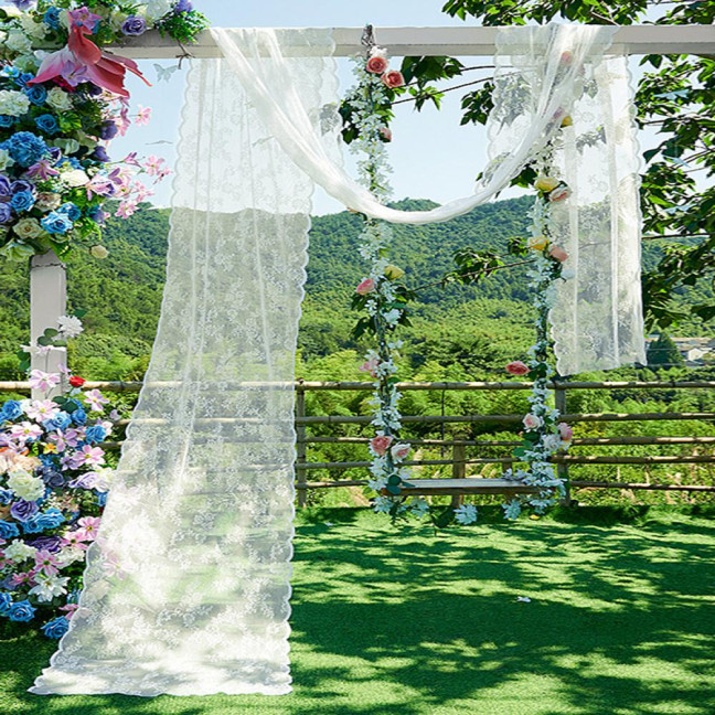 Wedding Arch Draping Fabric White Lace Drapes Sheer Backdrop Curtain for Wedding Ceremony Birthday Party Bridal Shower Decoration