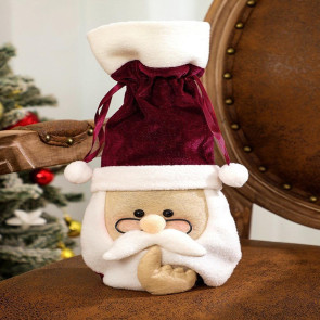 Christmas Santa Wine Bottle Cover Soft Plush Wine Bottle Topper Cute Santa Claus Wine Bottle Bag for Xmas Wedding Birthday Holiday Parties