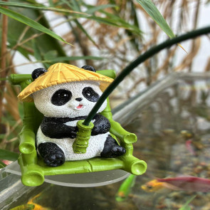 Fishing Panda Figurine Bamboo Chair Panda Resin Statue Sculpture Outdoor Yard Fishpond Aquarium Fish Tanks Edge Decoration Ornament 