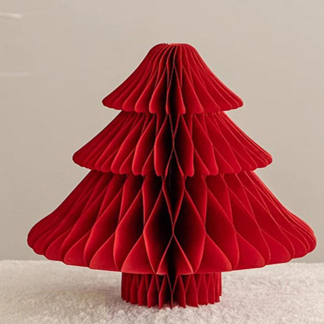 Honeycomb Paper Christmas Tree 3D Foldable Accordion Xmas Tree Winter Tabletop Centerpiece for Holiday Dinner Table Indoor Home Decor