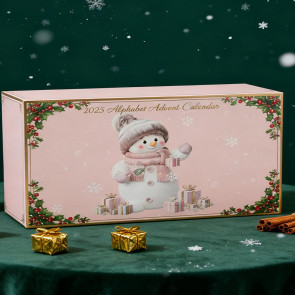 Alphabet Snowman Advent Calendar 2025 26 Days Pink Acrylic Christmas Countdown Ornaments with Letters A to Z Cute Hanging Decor for Tree & Festive Home Gift