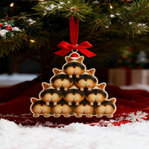Corgi Butt Christmas Ornament 2D Acrylic Funny Dog Butt Stacking Xmas Tree Shaped Pendants for Tree Car Home Hanging Decor
