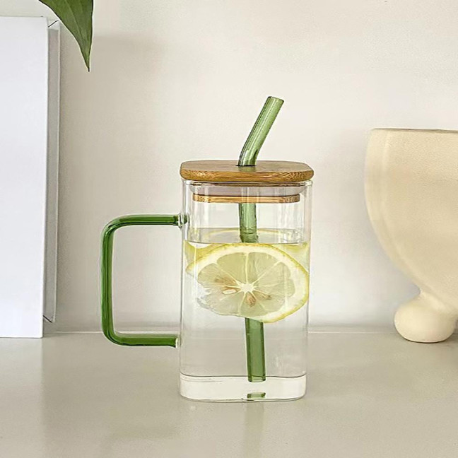 Square Glass Tumbler with Handle And Lid 380ml Transparent Coffee Cup Portable Tea Milk Jar for Hot Cold Drinks Square Glass Tumbler with Handle And Lid 380ml Transparent Coffee Cup Portable Tea Milk Jar for Hot Cold Drinks