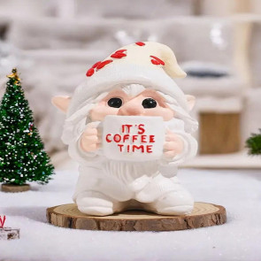 IT'S COFFEE TIME Gnome Figurine Drinking Coffee Dwarf Elf Resin Statue Home Office Desktop Decoration Ornament 