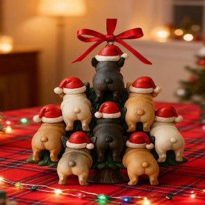Funny Dog Butt Christmas Ornament Acrylic Bulldog Dog Butt Stacking Christmas Tree Hanging Decoration for Car Home Holiday Party Decor