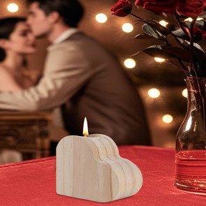 Wooden Love Heart Candle Holder Farmhouse Rustic Heart Shape Candle Stand Candlestick Table Centerpiece Home Office Desktop Decoration 