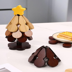 Christmas Tree Coaster Set of 3 Heat Insulation Mat for Water Cups Teapots Dining Plates Wear-Resistant Anti-Scalding Table Protection