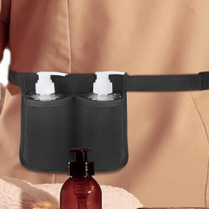 Massage Bottle Bag Lotion Essential Oil Waist Holder with Adjustable Belt Massage Therapist Holster for 1 or 2 Bottles Easy Access