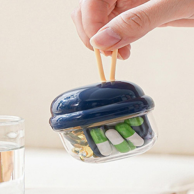 Mini Pill Storage Box with 4 Compartments Clear Visible Portable Travel Pill Case Medication Dispenser Capsule Pill Organizer Container