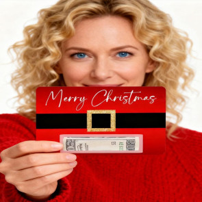 Santa Belt Christmas Money Card Festive Greeting Card with Red Sash Design Seasonal Greetings Card for Holiday Gifts And Cash Present