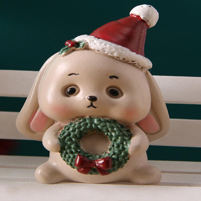 Christmas Miniature Figurines Mini Resin Santa Claus/Snowman/Tree/Bear/Rabbit Figurine 3D Cute Christmas Statue for Home Desk Decor Dollhouse Accessory