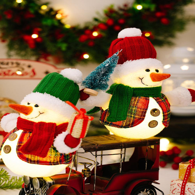 Christmas Plush Snowman Doll Tabletop Decoration Lighted Small Snowman Ornament for Winter Home Kitchen Mantel Window Sill Holiday Party Decoration Christmas Plush Snowman Doll Tabletop Decoration Lighted Small Snowman Ornament for Winter Home Kitchen Mantel Window Sill Holiday Party Decoration
