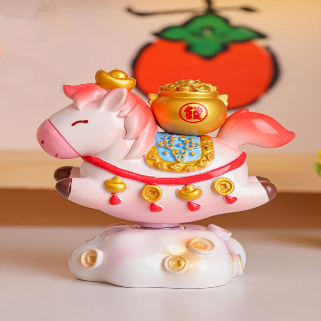 Doll Ornament Horse Shape Rotatable Design Decorative Resin Figurine Crack-resistant Vivid Doll Figurine