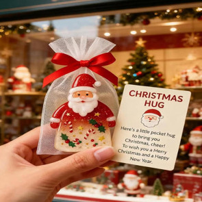 Christmas Pocket Hug Gift with Encouragement Cards Santa Claus Mini Charm Ornament Emotional Support 