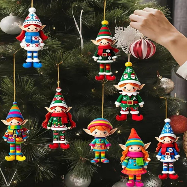 Christmas Elf Ornaments Wooden Elf Boys Girls Christmas Tree Hanging Ornaments for Home Tree Indoor Outdoor Holiday Decor Christmas Elf Ornaments Wooden Elf Boys Girls Christmas Tree Hanging Ornaments for Home Tree Indoor Outdoor Holiday Decor
